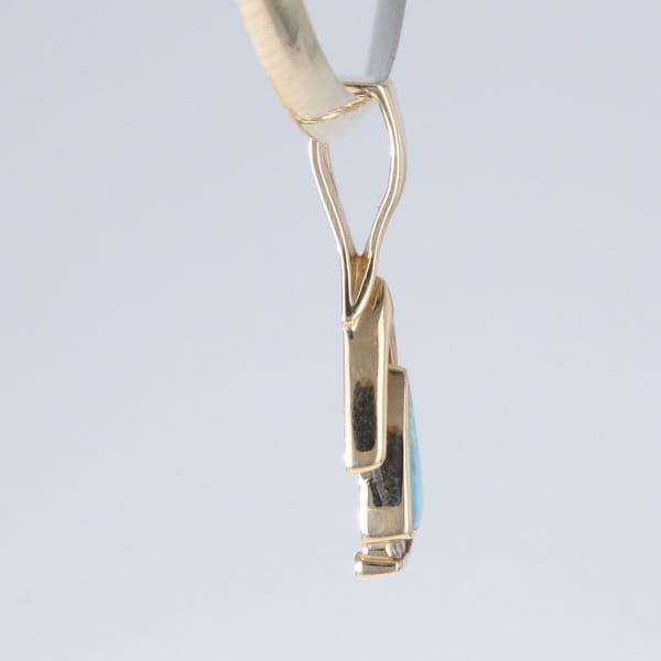 Opal Pendant Triangle Inlaid Design with .06ctw Round Diamonds