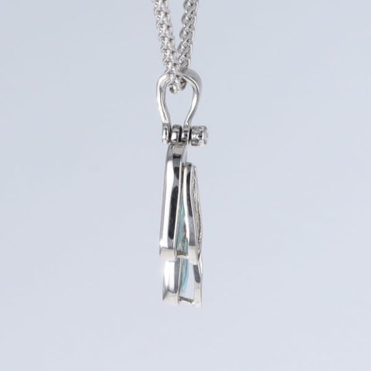 Opal Pendant Sandals Double Inlaid Design with .02ct Round Diamond