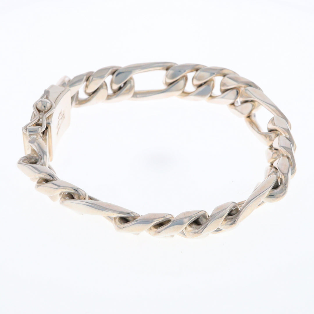 Sterling Silver Wide Figaro Bracelet