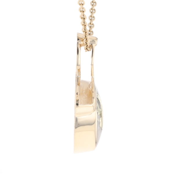 Gold Quartz Triangulare Inlaid Pendant with Diamond Accent