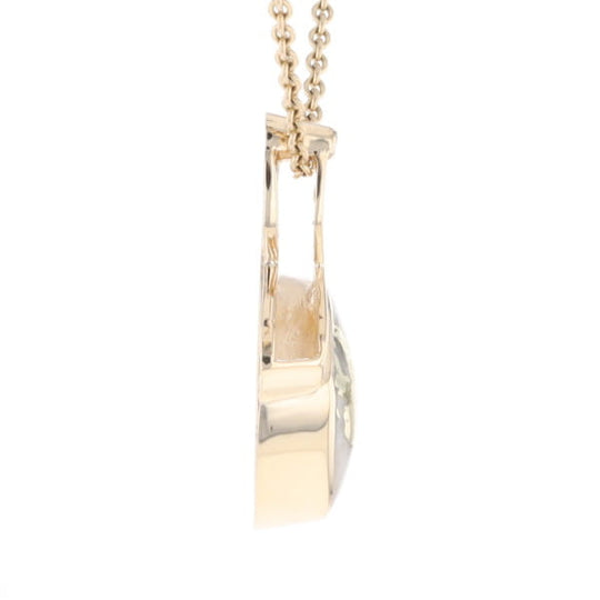Gold Quartz Triangulare Inlaid Pendant with Diamond Accent