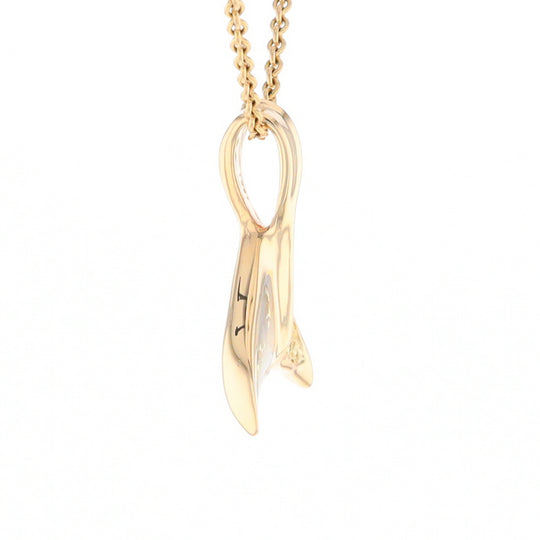 Whale Tail Natural Gold Quartz and Nuggets Inlaid Pendant