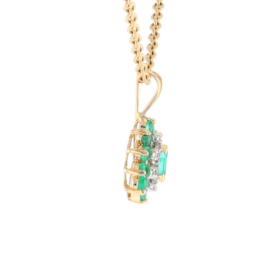 Marquise Shaped Emerald and Diamond Pendant