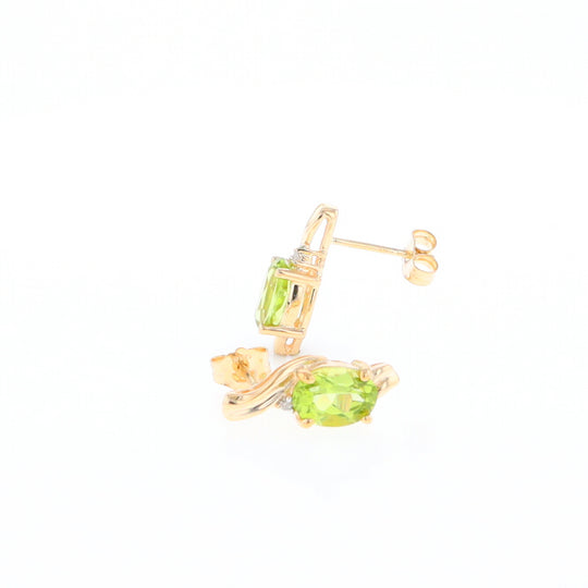 Peridot Ribbon Stud Earrings