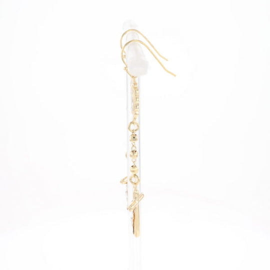 Gold Plated Virgin Mary and Crucifix Dangle Earrings