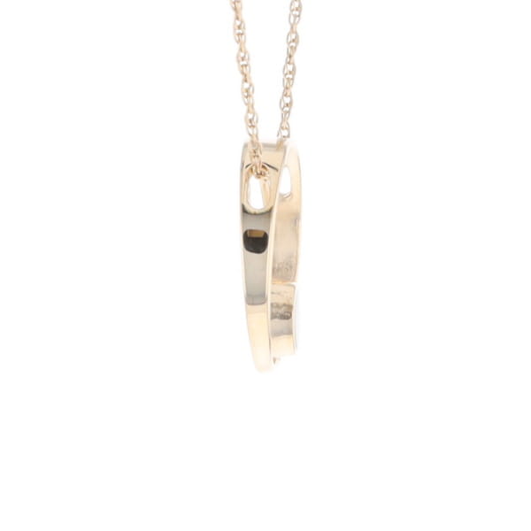Gold Quartz Pendant Open Circle Design Round Inlay Pendant