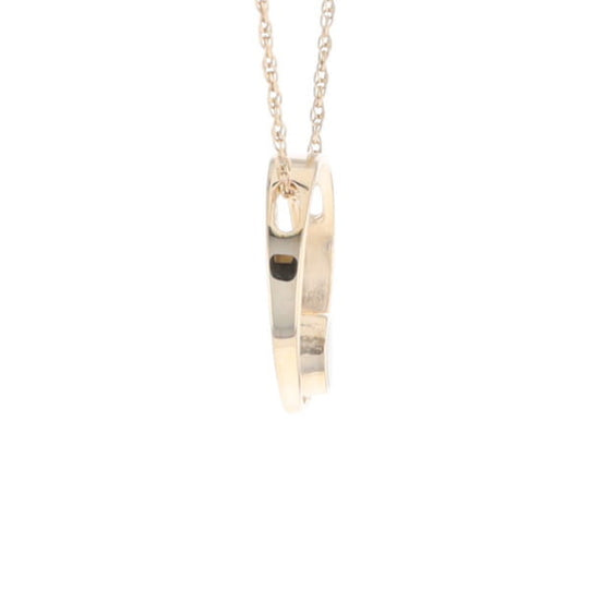 Gold Quartz Pendant Open Circle Design Round Inlay Pendant
