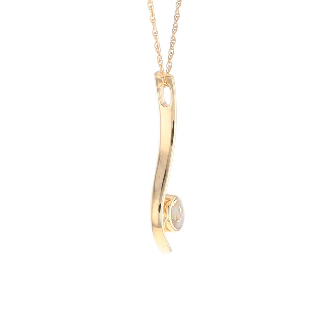 Round Inlaid Gold Quartz Curved Bar Pendant G2