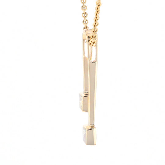 Gold Quartz 2 Square Curved Bar Pendant