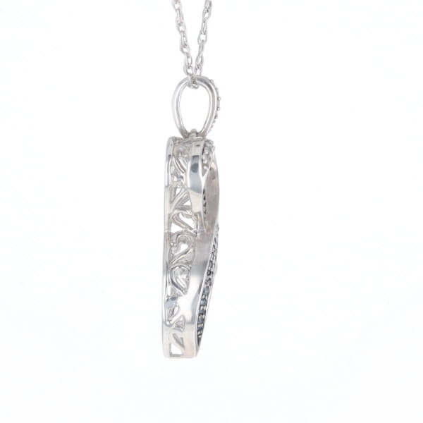 Blue and White Diamond Double Open Heart Pendant with 16" Singapore Chain