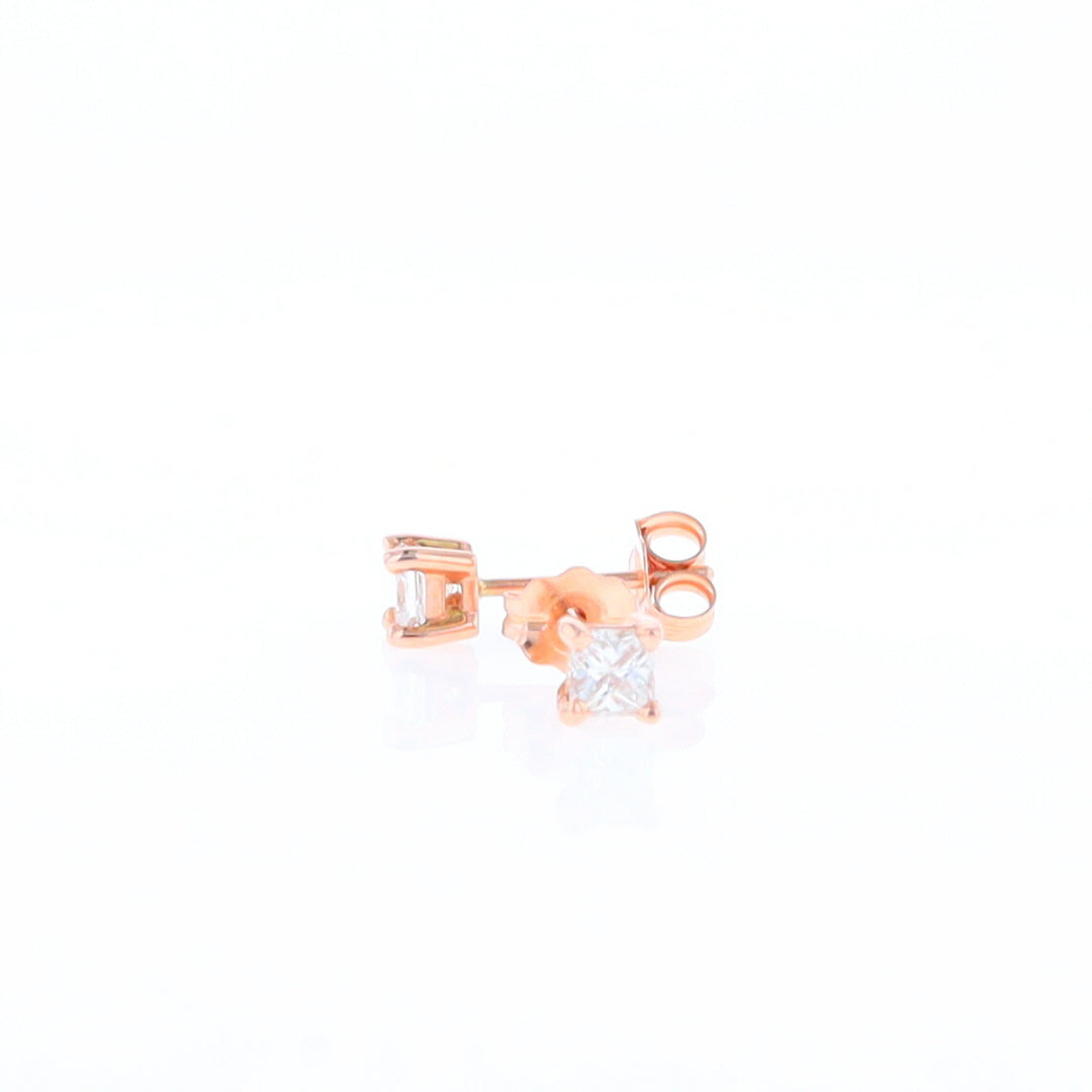 0.41ctw Princess Cut diamond Stud Earrings