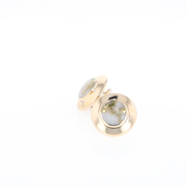 Superior Quality Gold Quartz Inlaid Circle Stud Earrings