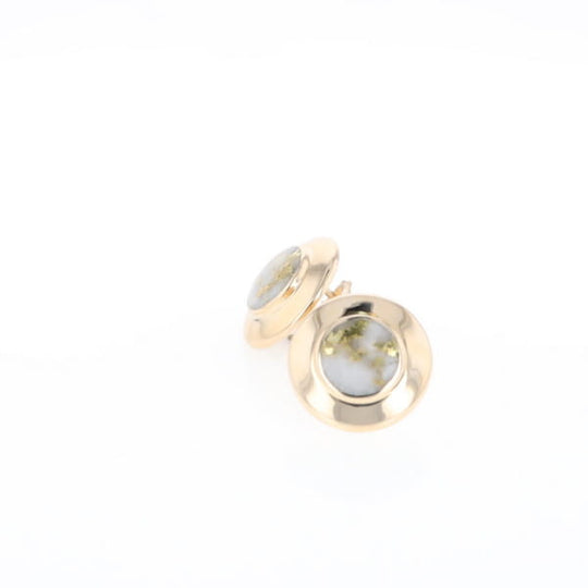 Superior Quality Gold Quartz Inlaid Circle Stud Earrings
