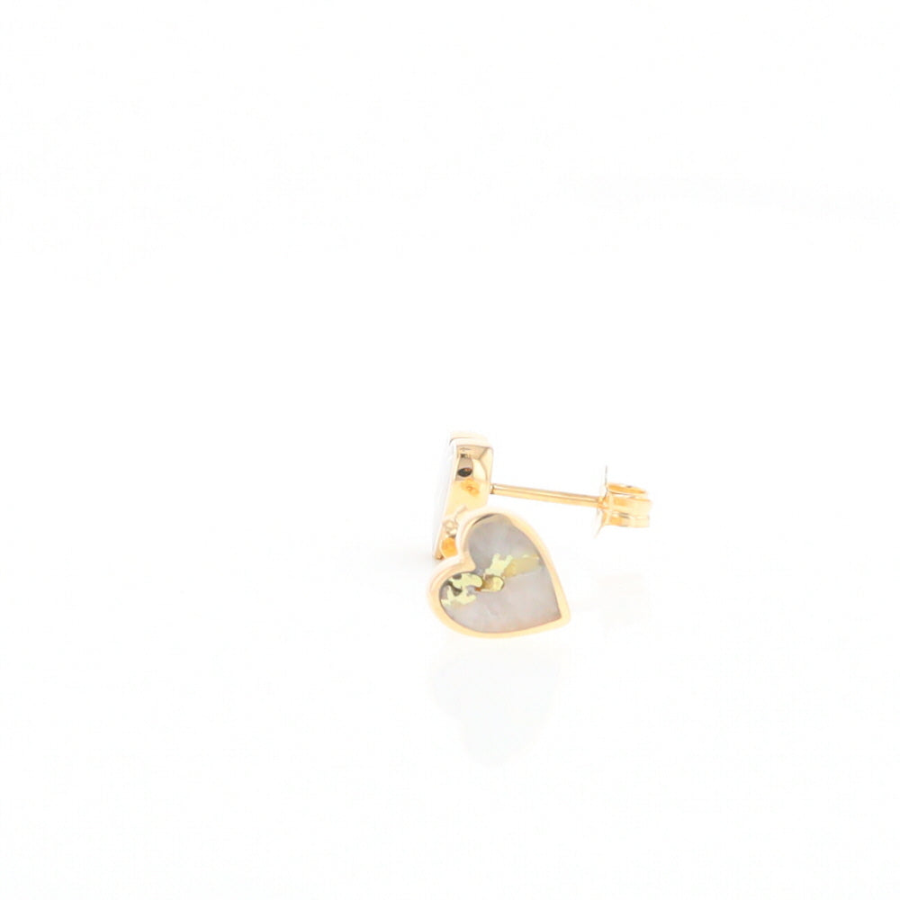 Gold Quartz Heart Stud Earrings - G2