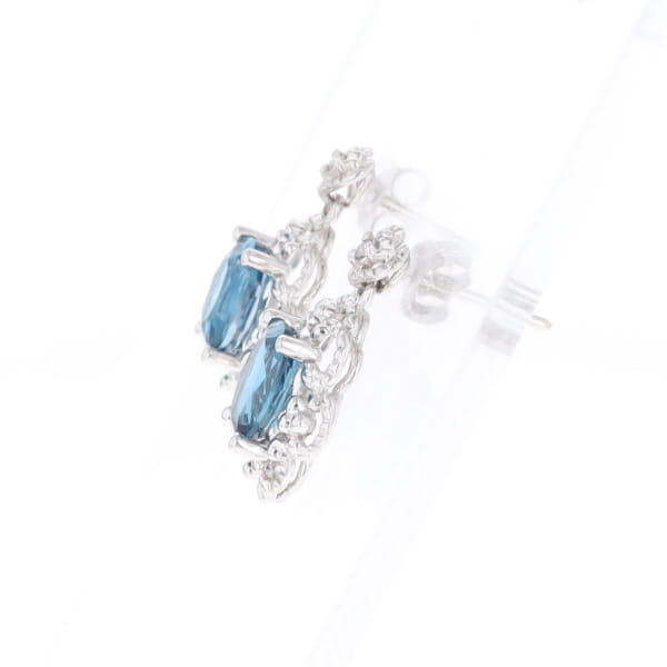 London Blue Topaz in Filigree Setting Dangle Earrings
