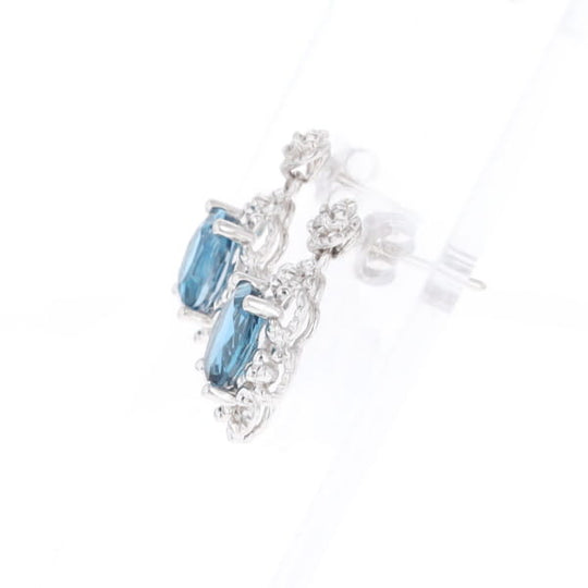 London Blue Topaz in Filigree Setting Dangle Earrings