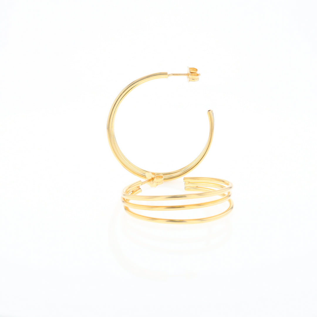 Three Bar Gold Hoop Earrings