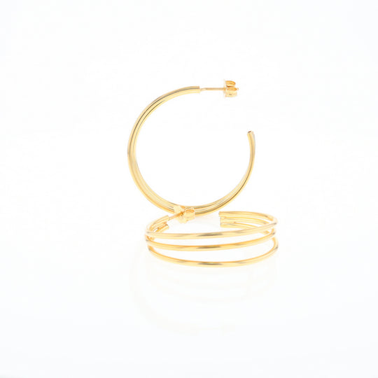 Three Bar Gold Hoop Earrings