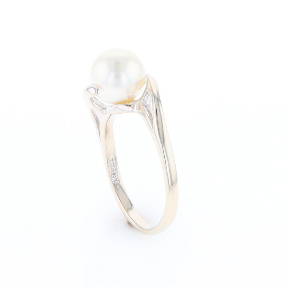 Pearl Solitaire Bypass Ring