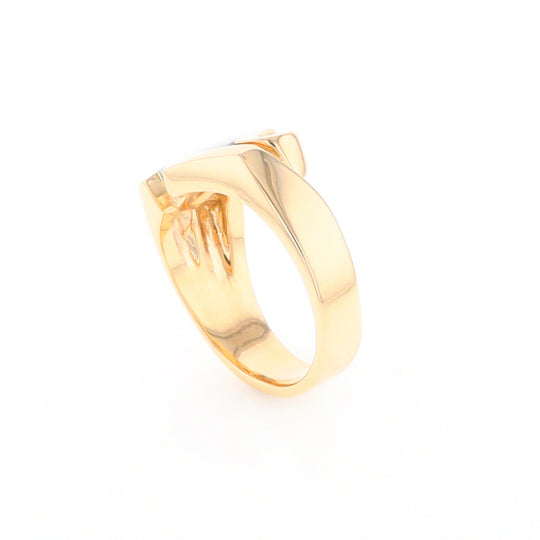 Gold Quartz Ring Geometric Shape Inlaid with 0.30ctw Round Diamonds