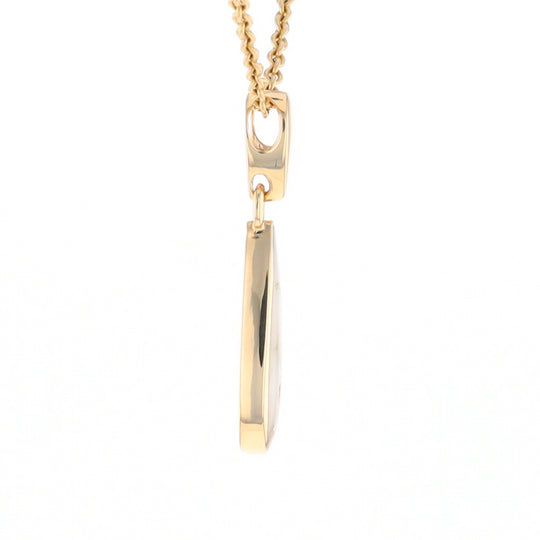 Gold Quartz Necklace Tear Drop Inlaid Pendant