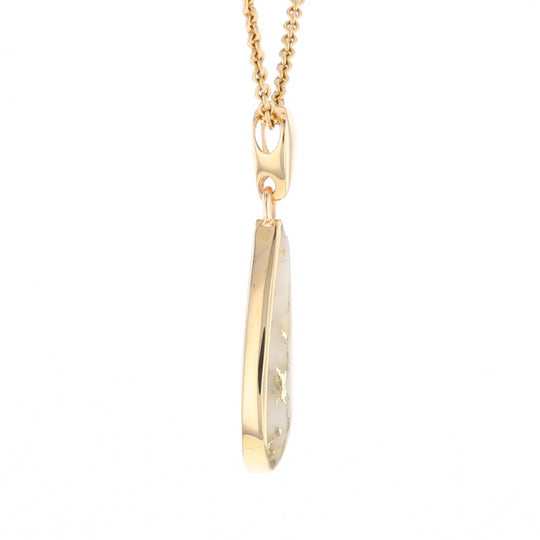 Gold Quartz Pendant Tear Drop Inlaid Design G2