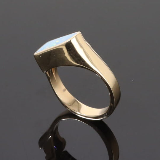 Opal Rings Geometric Inlaid with Tanzanite and .08ctw Round Diamonds