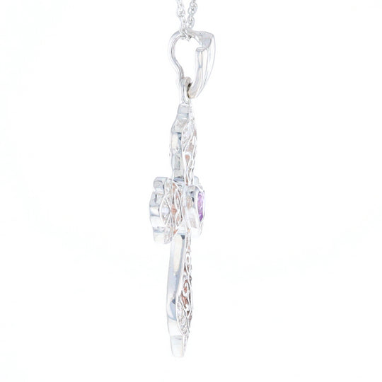 Heart Amethyst Cross Pendant