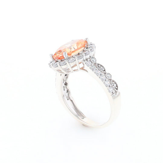 Peach Imitation Topaz Halo Ring