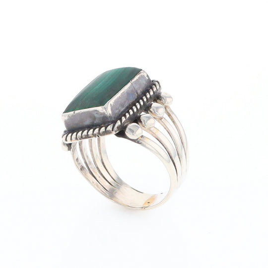 Native Rectangle Malachite Ring