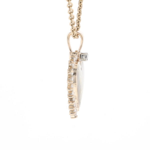 Gold Quartz Heart Shape Inlaid .55Ctw Diamond Pendant