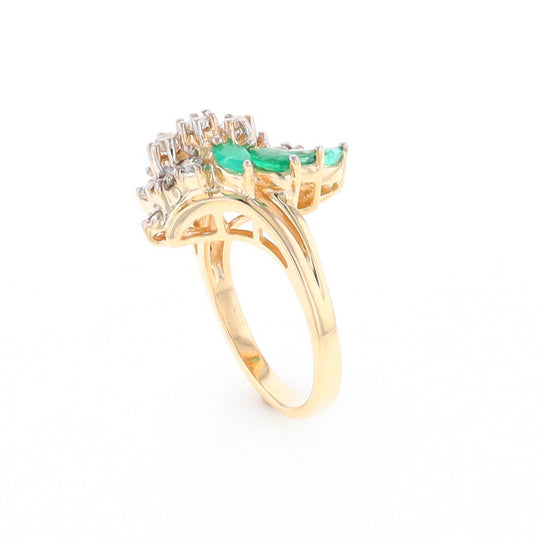 Emerald and Diamond Cluster Ring