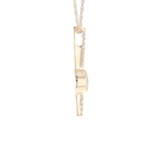 Diamond Bar Gold Quartz Round Inlaid Pendant G2