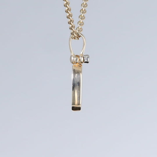 Opal Pendant Oval Inlaid Design with .02ct Round Diamond