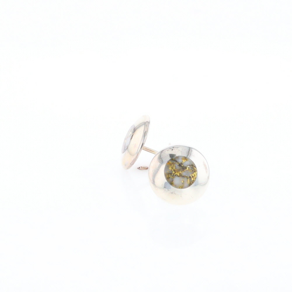 Sterling Silver Gold Quartz Inlaid Circle Stud Earrings - G3