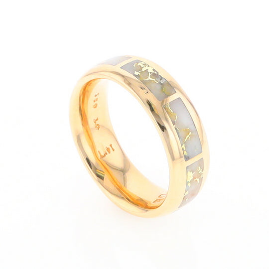 Gold Quartz Ring 8 Rectangle Section Inlaid Eternity Band