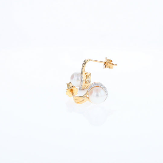 Pearl Drop Earrings with Diamond Halos