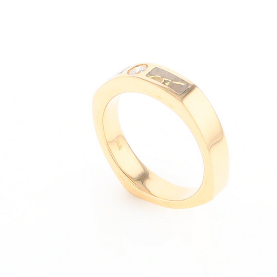 Gold Quartz Ring Double Sided Inlaid Design with .10ct Round Diamond G2