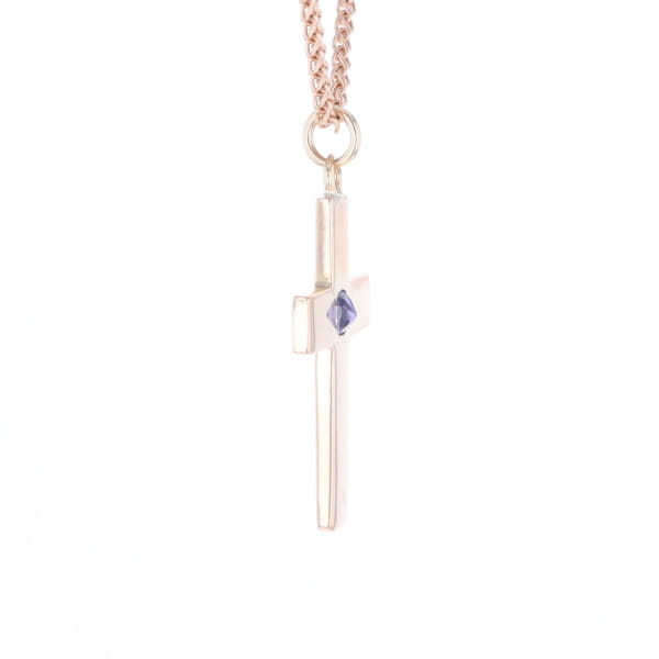 Cross Pendant with Purple Sapphire