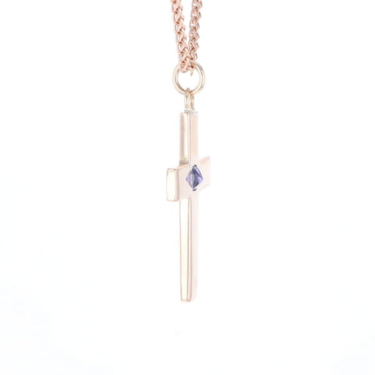Cross Pendant with Purple Sapphire