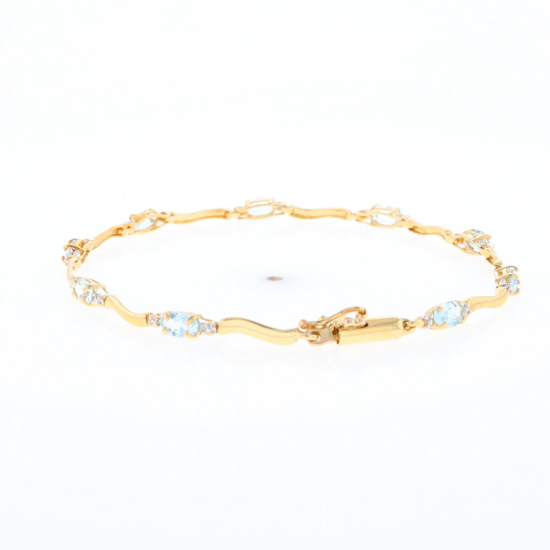 Aquamarine and Diamond Tennis Bracelet