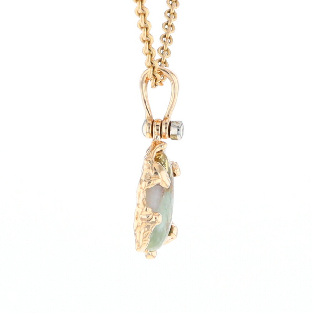 Serpentine & Gold Quartz Freeform Pendant