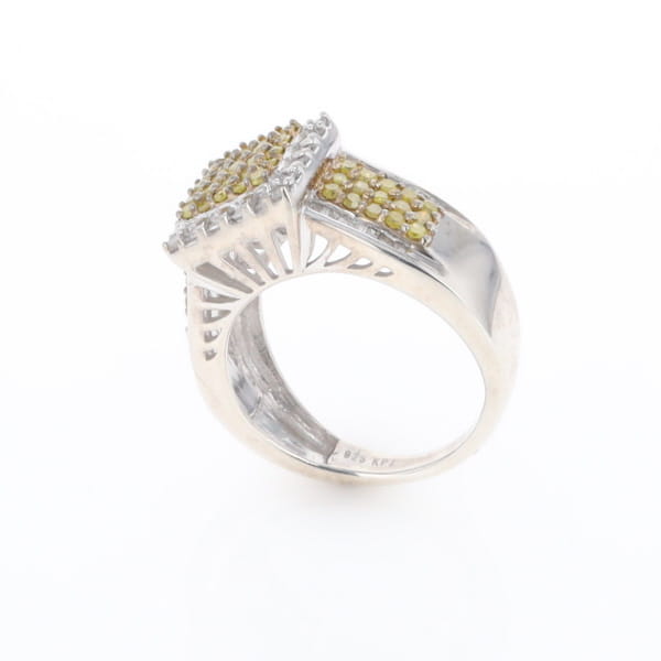 Yellow and White Diamond Filigree Design Ring