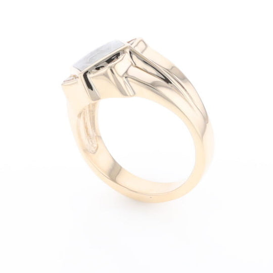 Natural Meteorite ring diamond shape inlaid design with .16ctw round diamonds