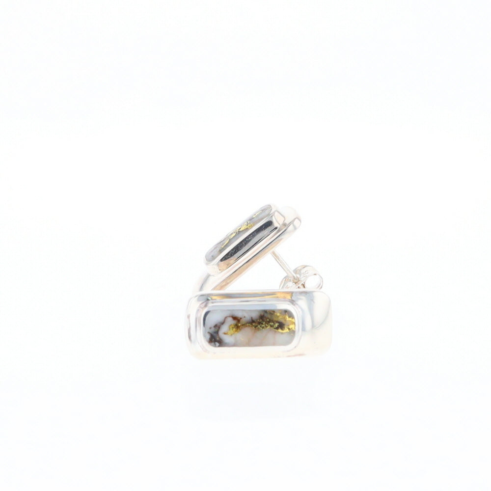 Gold Quartz Inlaid Rectangle Stud Earrings - G3