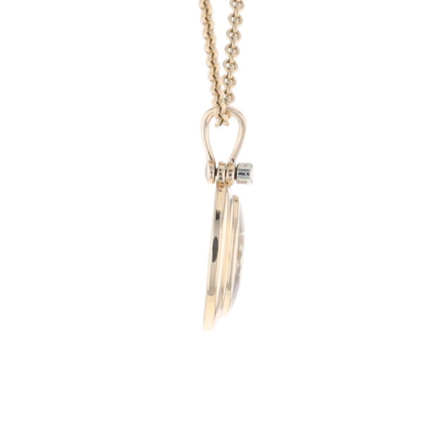 Gold Quartz Oval Inlaid Pendant with .02ct Diamond