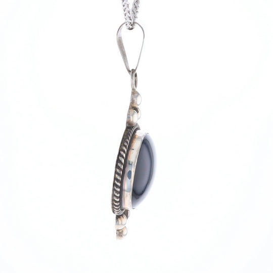 Bezel Set Onyx Beaded Pendant