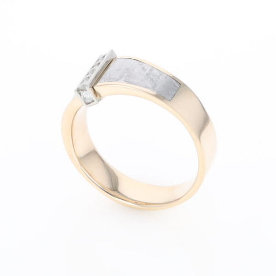 Meteorite Ring Double Sided Inlaid with .19ctw Round Diamonds