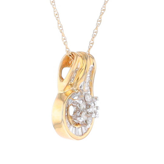 Gold Slide and Flower Diamond Pendant