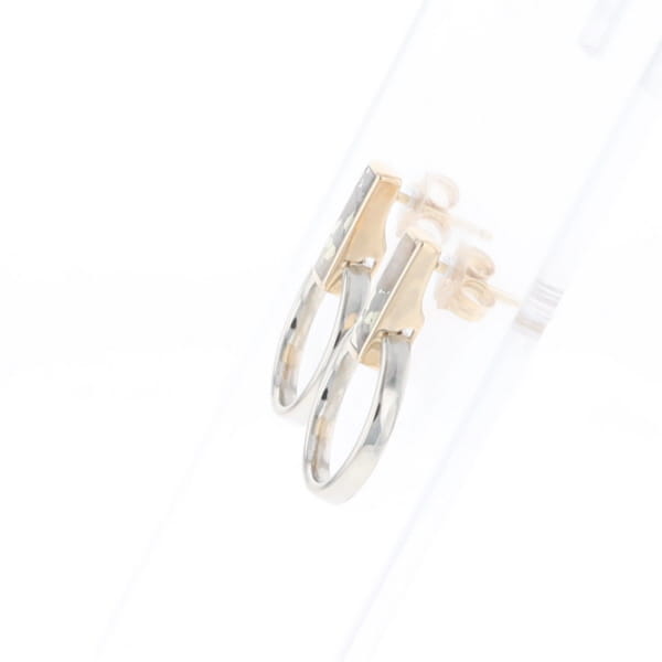 Gold Quartz Rectangle Inlaid Knocker Earrings - G2